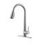 Robinet d'évier de cuisine à poignée simple en acier inoxydable avec douchette extractible-125382511