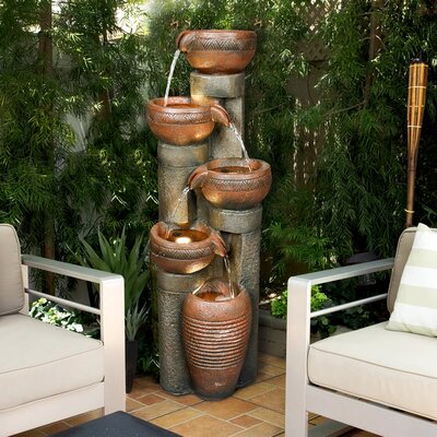 17 Stories Cacilie Weather Resistant Floor Fountain with Light ...