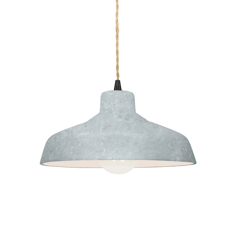 Luminaire suspendu en forme de dôme à 1 lumière Fallon, H 5,75 po x l 11,5 po x P 11,5 po, Béton, Noir mat