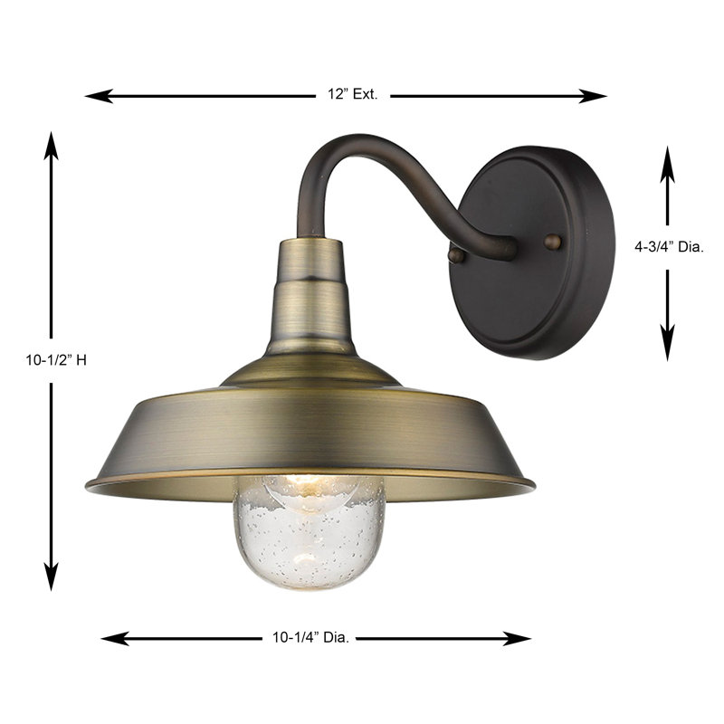 Luminaire de grange d'extérieur H 10,5 po Sussman, Laiton antique
