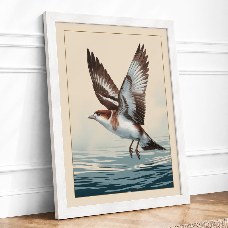 Seabird in Flight Coastal - Framed Print, A1 - 84.1 x 59.4 cm, White