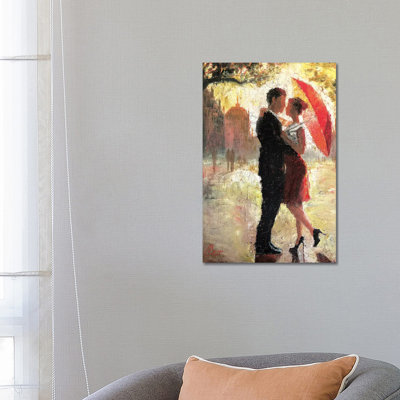 Red Umbrella Romance I by Christopher Clark - Wrapped Canvas Painting