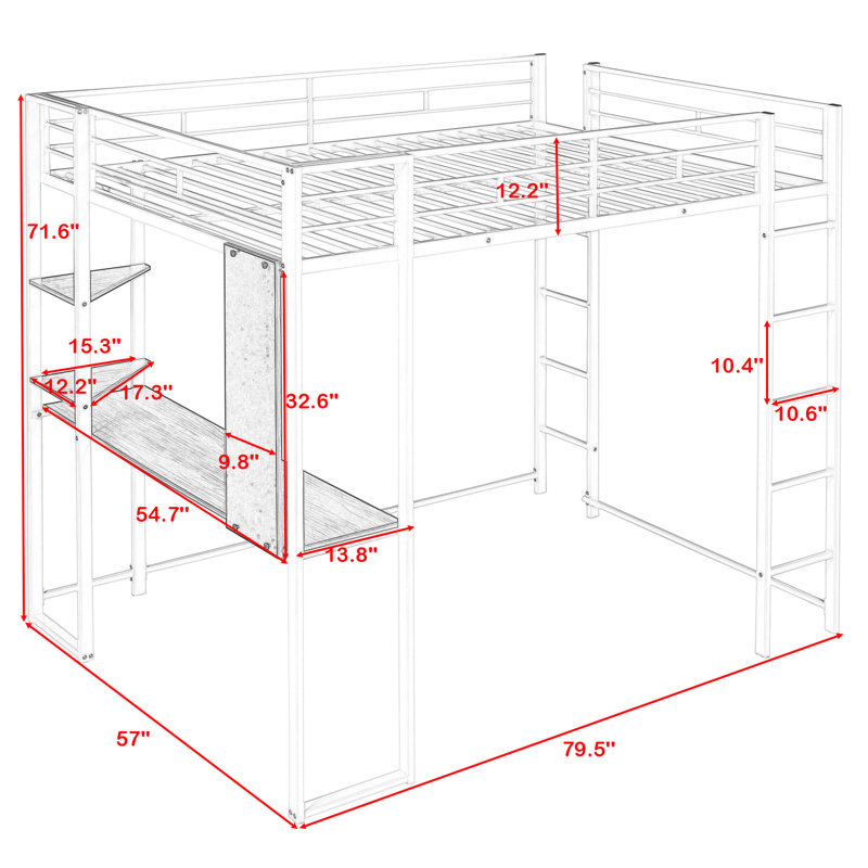 Woehler Kids Full Loft Bed, Black