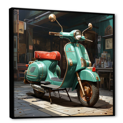 Green Scotter On The Streets - Scooter Wall Art