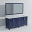 Meuble-lavabo double bleu marine 72 po X P 22 po D, plateau en quartz blanc et Miroir-117984912-117984913