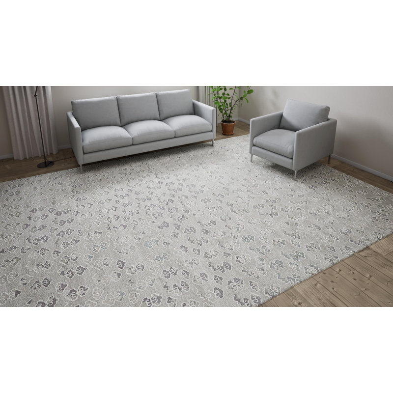 Gray Nu Vibrant Geometric Modern Tibetan Wool Rug - 10' x 14'