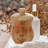 Moss Green Marble Finish Ceramic Bathroom Storage Jar with Lid – Vanity Organizer for Cotton Balls & Bathroom Essentials