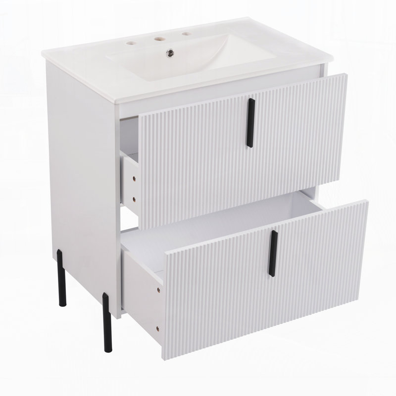 Meuble-lavabo 30 po avec lavabo en céramique, Blanc