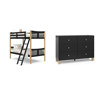 Storkcraft Caribou Twin-Over-Twin Bunk Bed And California 6 Drawer Dresser Set
