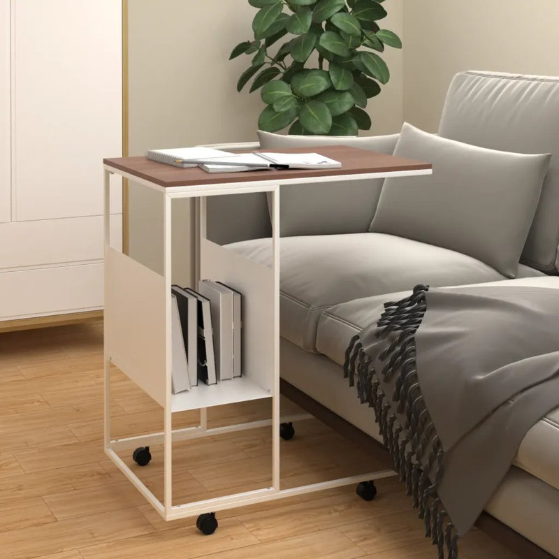 Jarlfrid Wheel End Table, Brown, White