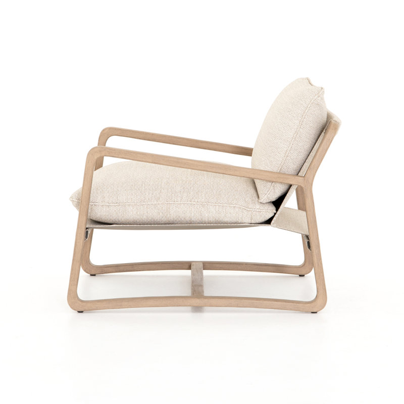 Lane Outdoor Teak Lounge Chair, Washed Brown, Faye Sand