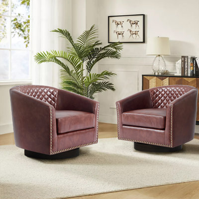 75.2Cm Wide Tufted Swivel Barrel Chair