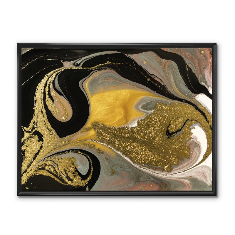 Marbré texture ondulée I - reproduction d'art sur toile, H 36 po x l 46 po x 1,5 po, Toile avec cadre noir