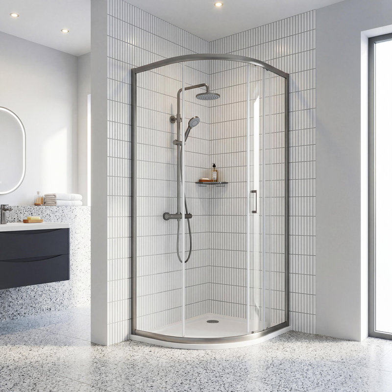 nuie Rene 900mm Brushed Pewter Quadrant Shower Enclosure