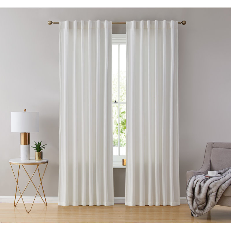 Monroy Velvet Solid Color Curtain Panels Set, White, 54 W x 108 L