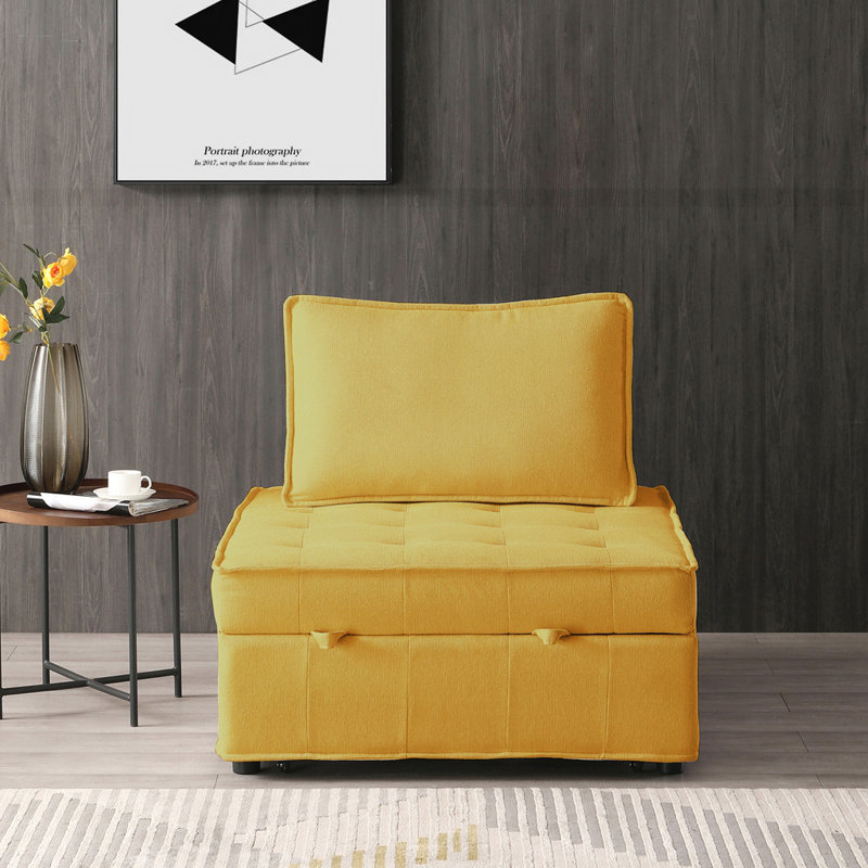 Repose-pieds multi-usages en similicuir, Jaune