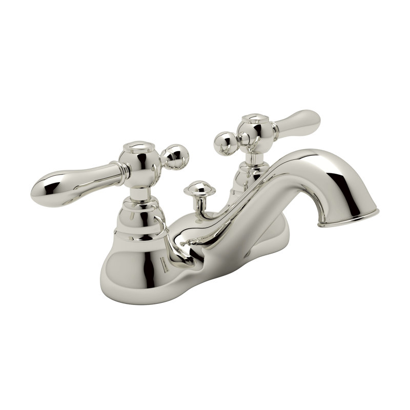 Arcana Two Handle Centerset Bathroom Faucet, Polished Nickel, Lever