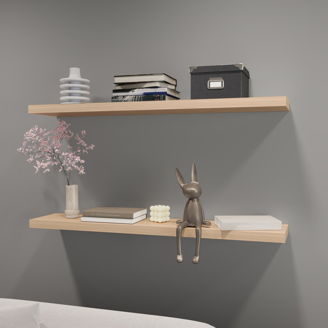Benessa Floating Shelf in Melamine x2, Light Pine