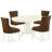5 Piece Dining Room Furniture Set Includes an Oval Wooden Table with Butterfly Leaf and 4 Brown Linen Fabric Parsons Chairs, Linen White-1096358653-1162899504-1162899507