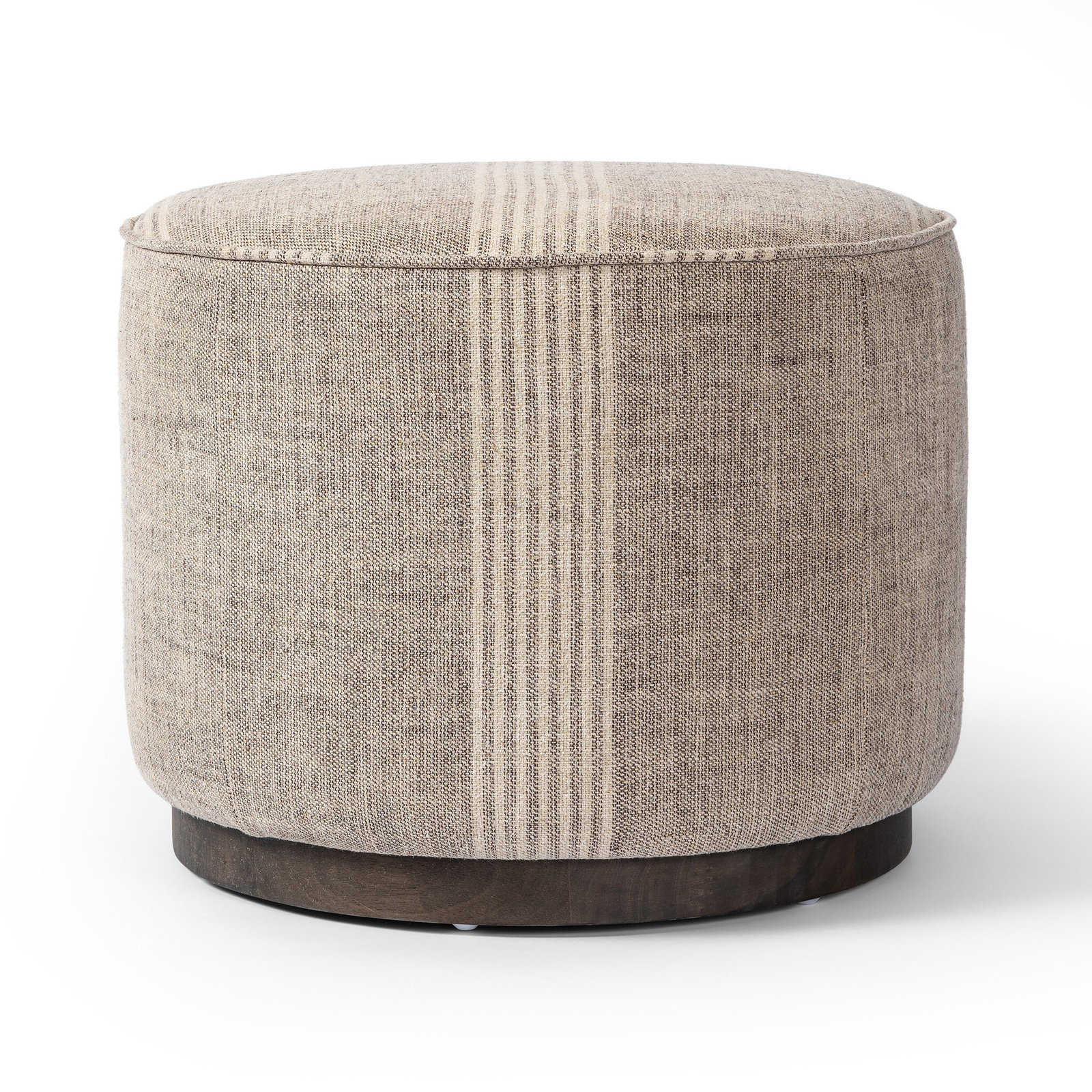 Acker 22" Cotton Upholstered Ottoman, Manchester Flint Linen