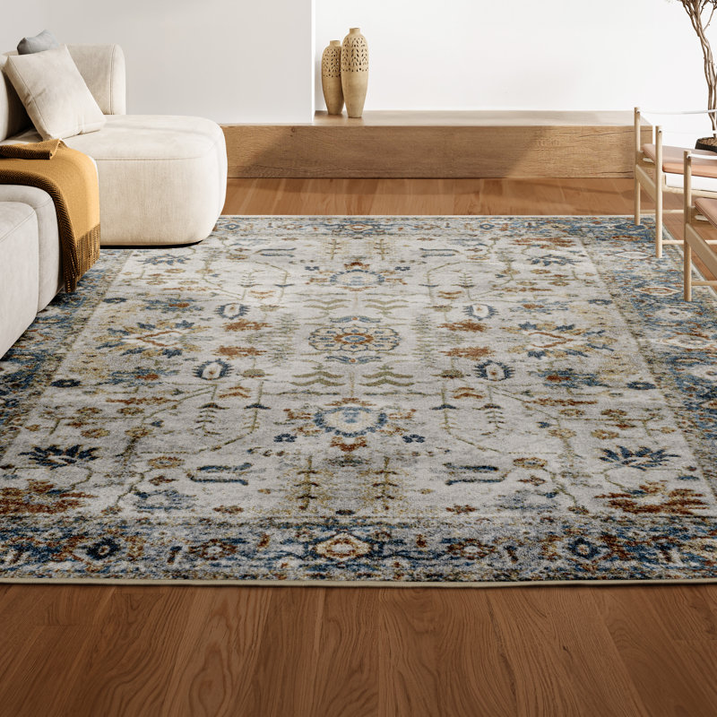Tapis crème / terra Hiero Persian Border, Rectangle 4pi x 6 pi
