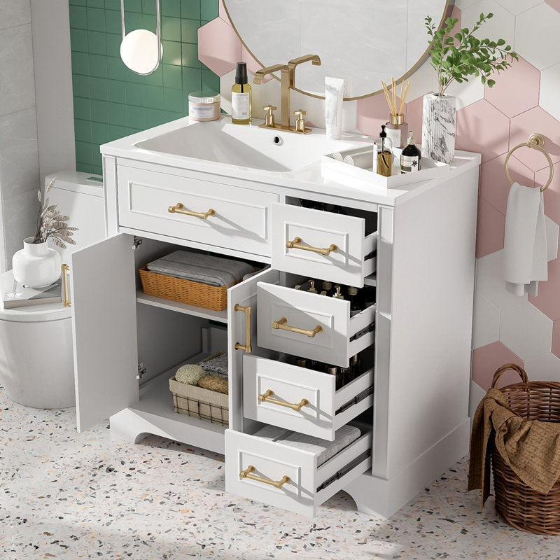 Meuble-lavabo de luxe 36 po avec lavabo en céramique