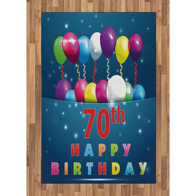 Tapis bleu marine 70th birthday, Rectangle— 4 pi x 5 pi 8 po