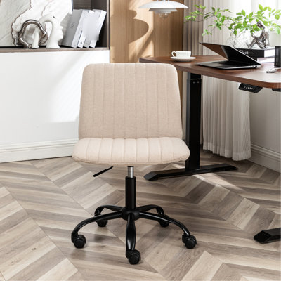 Fabric Office Chair In Beige - 360 Swivel, Adjustable Height, Foam Seat, Solid Metal Base, 5 For Smooth Movement Swivel Seat Height Adjustable, Breathable Upholstery, Thick Cushion, Frame, Offices
