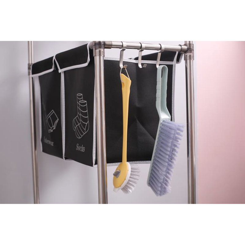 Trieur de linge d'une capacité de 100 l, 3 niveaux, imperméable, cadre en fer, panier de rangement à domicile avec 4 sacs amovibles, pour la décoration