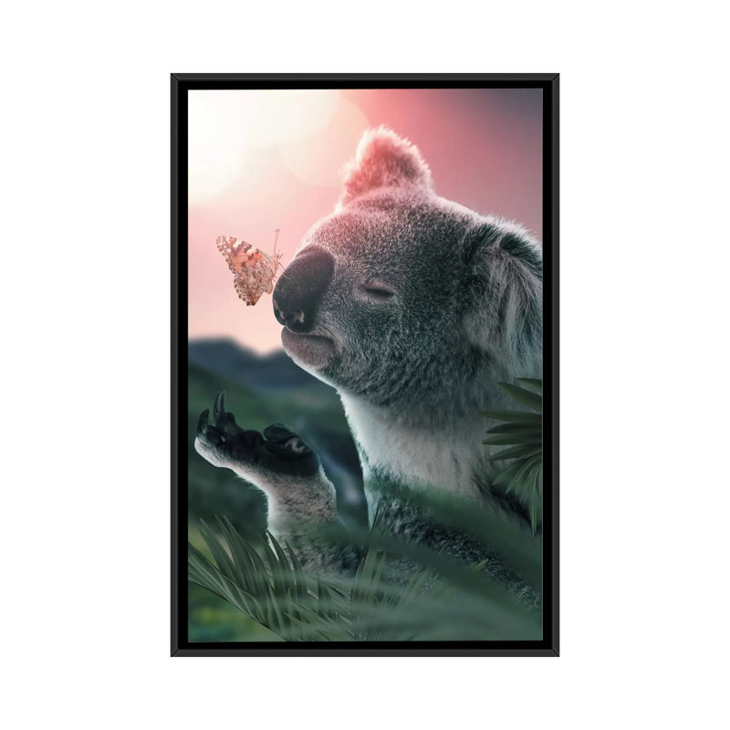Koala Butterfly by Zenja Gammer - Print on Canvas, Black Framed, 66.04 cm H x 45.72 cm W