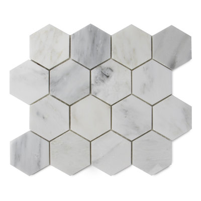 3" Calacatta Hexagon Polished Marble Mosaic