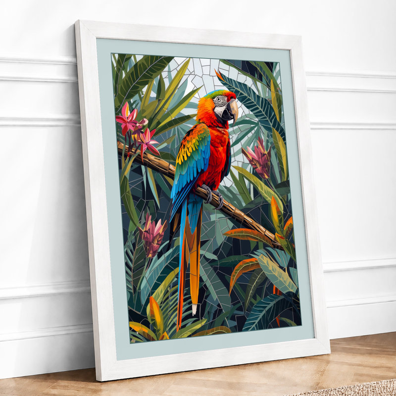 Scarlet Jungle Tropical - Framed Print, A2 - 59.4 x 42.0 cm, White