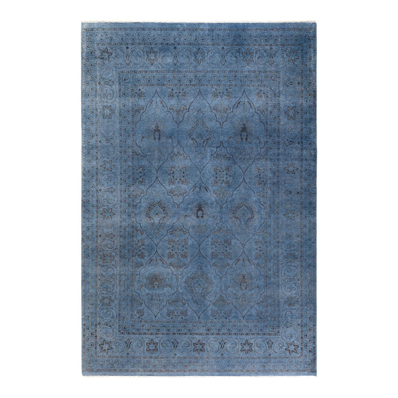 Tapis bleu / gris 6 pi 2 po x 8 pi 10 po Coderre One-of-a-Kind