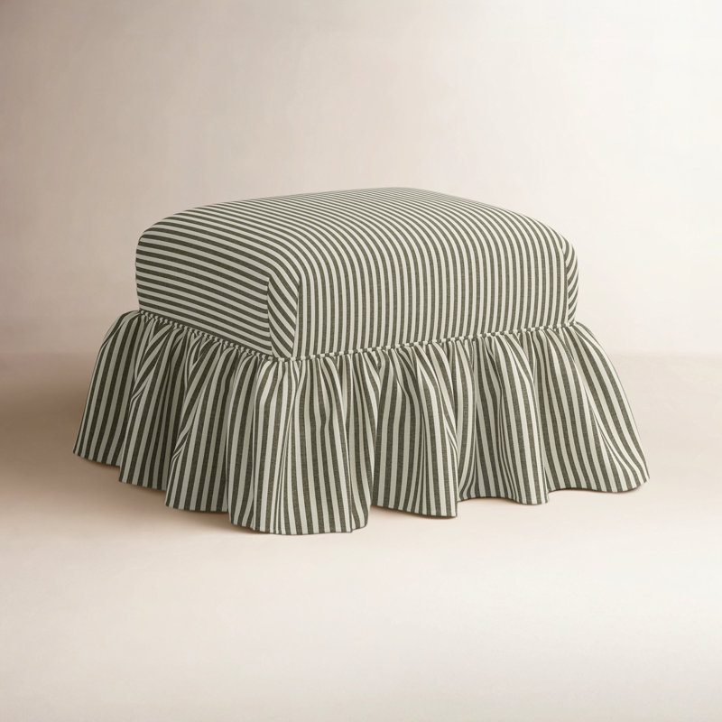 June Upholstered Ottoman, Jane Stripe Laurel