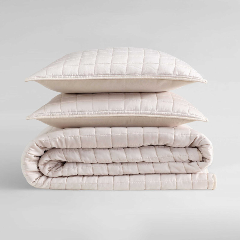 Ensemble de courtepointe Calenc Klein Signature Tencel, Rose, Courtepointe très grand et 2 très grandes taies 