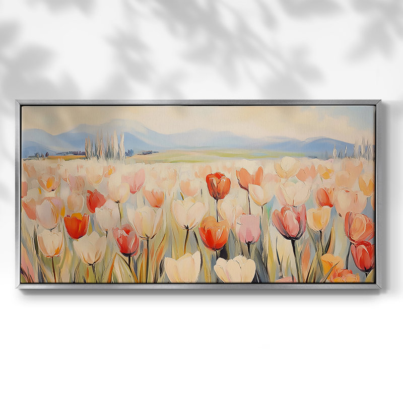 Botanical Series-CLIV- Toile tendue avec châssis tendue, prête à être accrochée, H 21 po x l 41 po, Argent argent