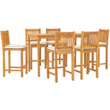 Outdoor 7 - Piece Teak Bistro Set with Cushions