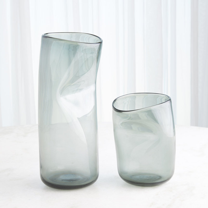 Contour Vase, 15" H x 7.25" W x 6.75" D, Gray