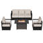 Ensemble de conversation d'extérieur 5 pièces en aluminium et fer avec coussins moelleux et table de foyer convertible-1515722256-1515722259