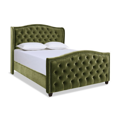 Coleman Velvet Upholstered Wingback Bed