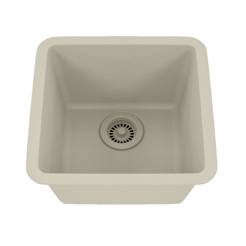 Évier de cuisine / bar à cuve simple encastrable en composite 15 pouces à quartz platine, Beige