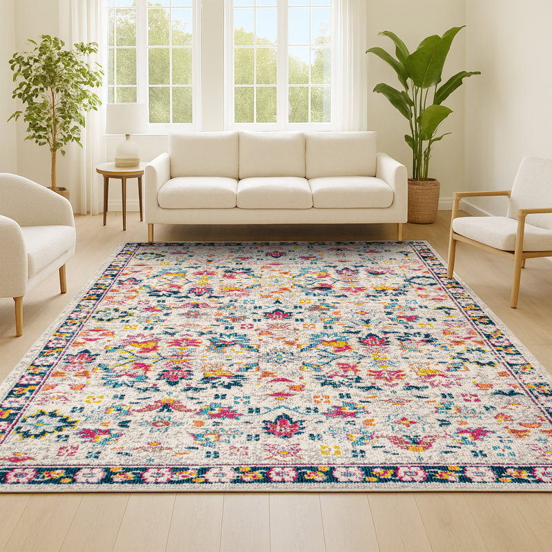 Tapis beige / multicolore Modern, Rectangle 4pi x 6 pi