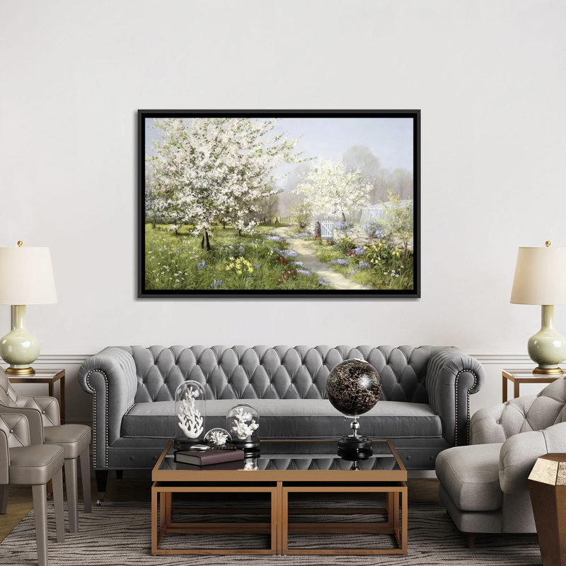 «Spring Blossoms», reproduction sur toile, H 40 po x l 60 po x p 1,5 po, Toile avec cadre noir, Pas de tapis