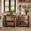 Ensemble de 2 tables d'appoint en bois massif à 3 niveaux avec table d'appoint Farm-Edge-261684550