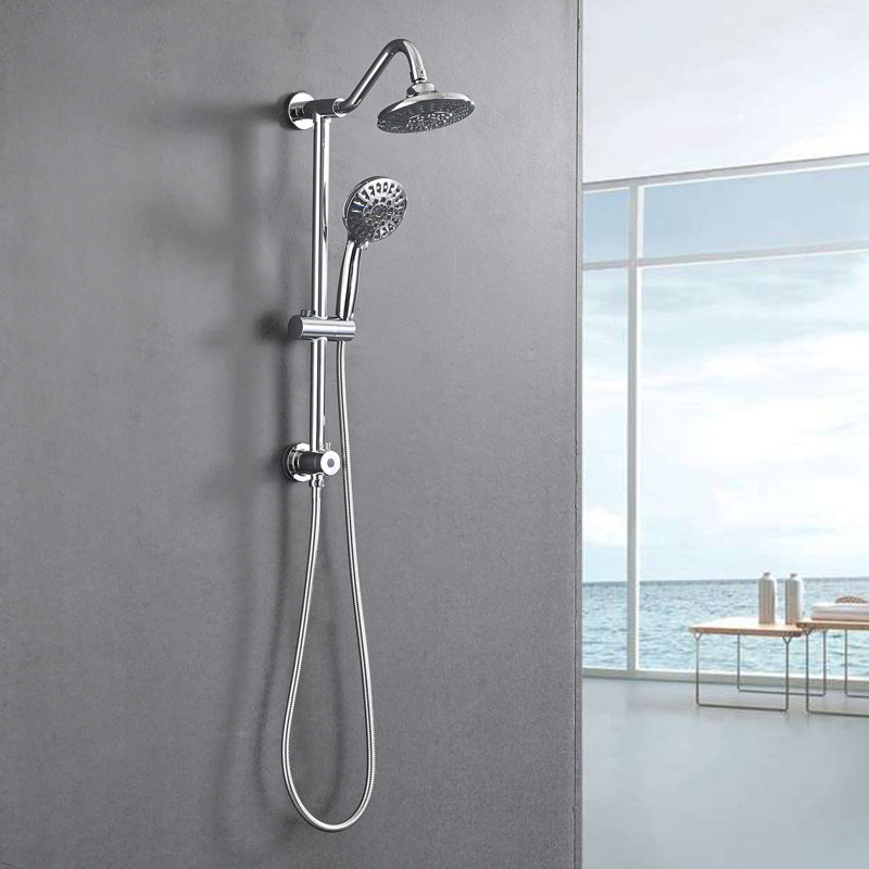 Shower System With 6 Inch Rain Head And Handheld - Simple Maintenance Fingerwipe Clean, Silver