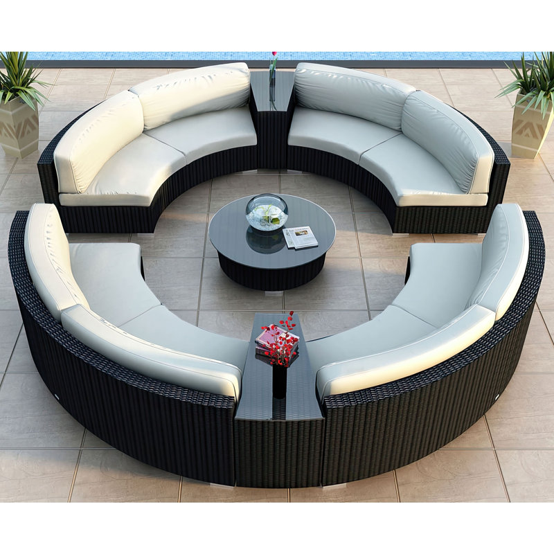 Suffern 8 - Person Modular Patio Conversation Set with Cushions, Canvas Natural Sunbrella® Canvas