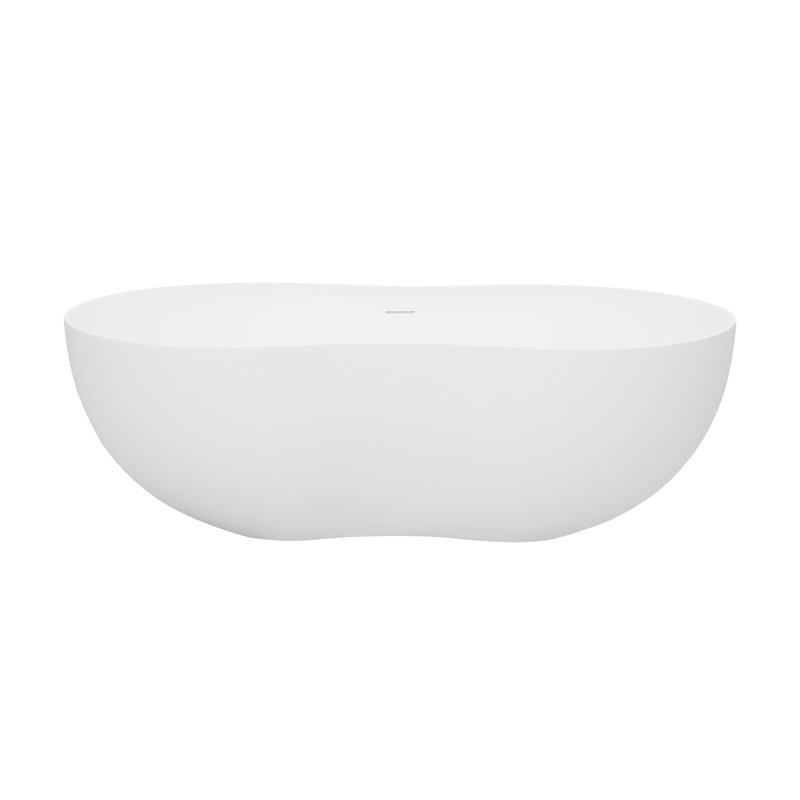 67'' Matte White Solid Surface Freestanding Soaking Bathtub