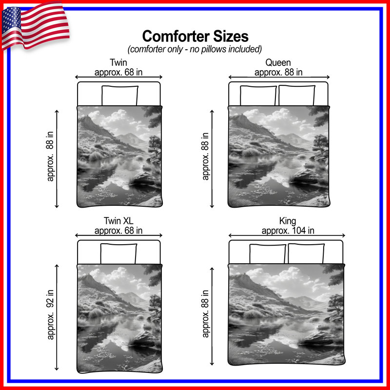 Monochrome Mountain Landscape Comforter, Twin