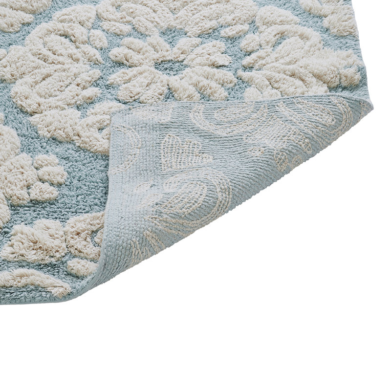 Tapis pour salle de bain 100% coton 1885 g / m² avec endos en latex antidérapant Danmat Danmat, Rectangle 24 po x 40 po, Bleu