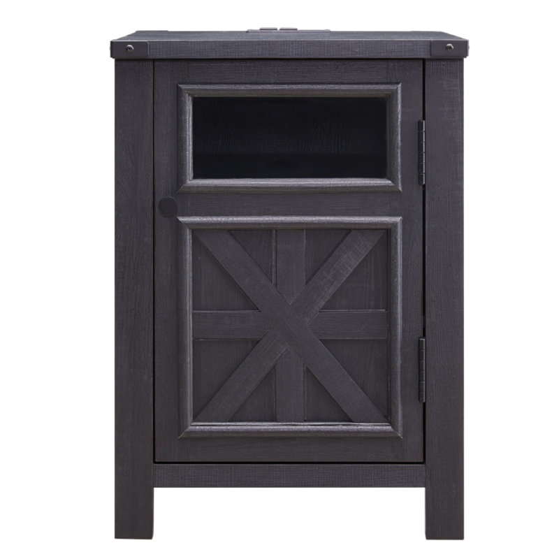 45.2cm W Manufactured Wood Bedside Table, Black